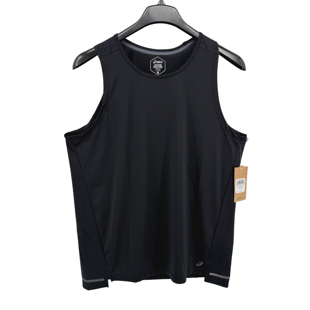NEW Asics Mixed Media Tank Mens Large Tank Top Black Reflective Mesh Performance